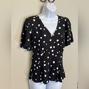 NWT LOFT black and white Polka Dot top, size 4.